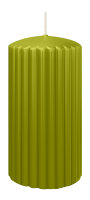 Kerzen-Gerillt in Grün 150 x Ø 80 mm im 4er Set