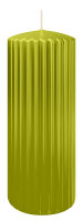Kerzen-Gerillt in Grün 200 x Ø 80 mm im 4er Set