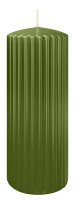 Kerzen-Gerillt in Olive 200 x Ø 80 mm im 4er Set