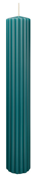 Kerzen-Gerillt in Seegrün 300 x Ø 45 mm im 4er Set