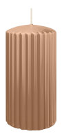 Kerzen-Gerillt in Caramel 150 x Ø 80 mm im 4er Set
