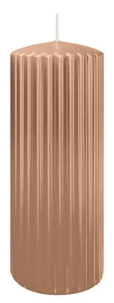 Kerzen-Gerillt in Caramel 200 x Ø 80 mm im 4er Set