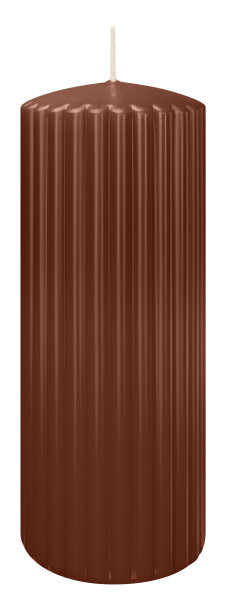 Kerzen-Gerillt in Kastanie 200 x Ø 80 mm im 4er Set