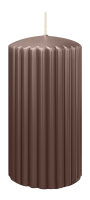 Kerzen-Gerillt in Taupe 150 x Ø 80 mm im 4er Set