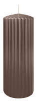 Kerzen-Gerillt in Taupe 200 x Ø 80 mm im 4er Set