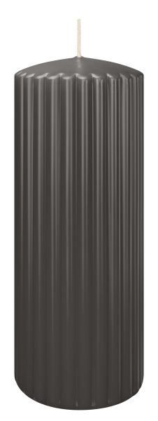 Kerzen-Gerillt in Grau 200 x Ø 80 mm im 4er Set