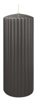 Kerzen-Gerillt in Grau 200 x Ø 80 mm im 4er Set