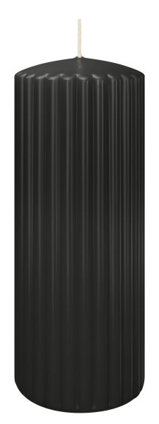 Kerzen-Gerillt in Schwarz 200 x Ø 80 mm im 4er Set