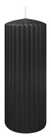 Kerzen-Gerillt in Schwarz 200 x Ø 80 mm im 4er Set