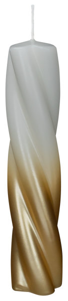 Kerzen Elegant Twist Wollweiß-Gold 200 x Ø 40 mm, 1 Stück