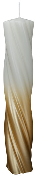 Kerzen Elegant Twist Wollweiß-Gold 300 x Ø 60 mm, 1 Stück