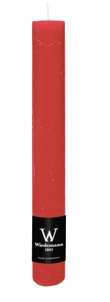 Durchgefärbte Rustik Stabkerze Rubin Rot 280 x Ø 35 mm, 1 Stück