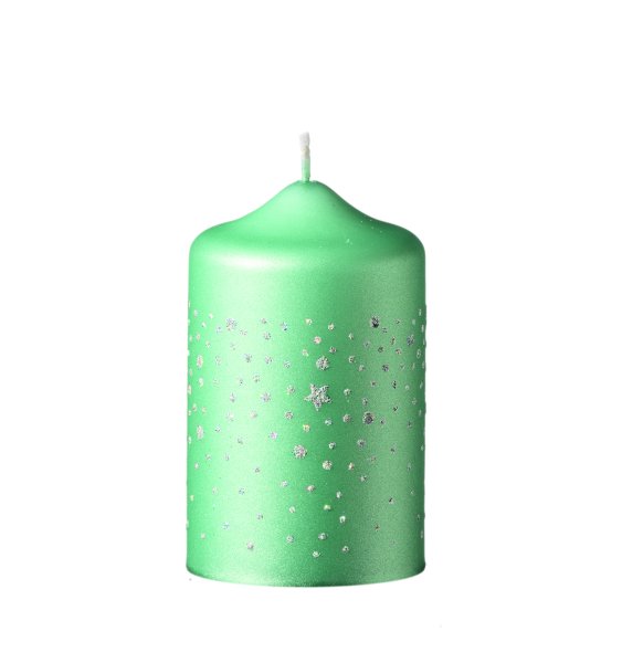 Kerzen Sternenregen Candy Grün Matt 100 x Ø 60 mm, 4 Stück